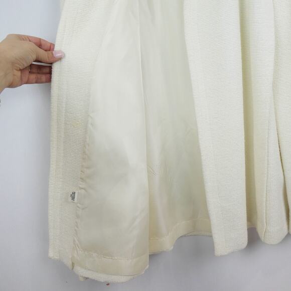 Vintage Square Shoulder Textured Blazer Sz M Ivory Cream Bouclé - Picture 16 of 16